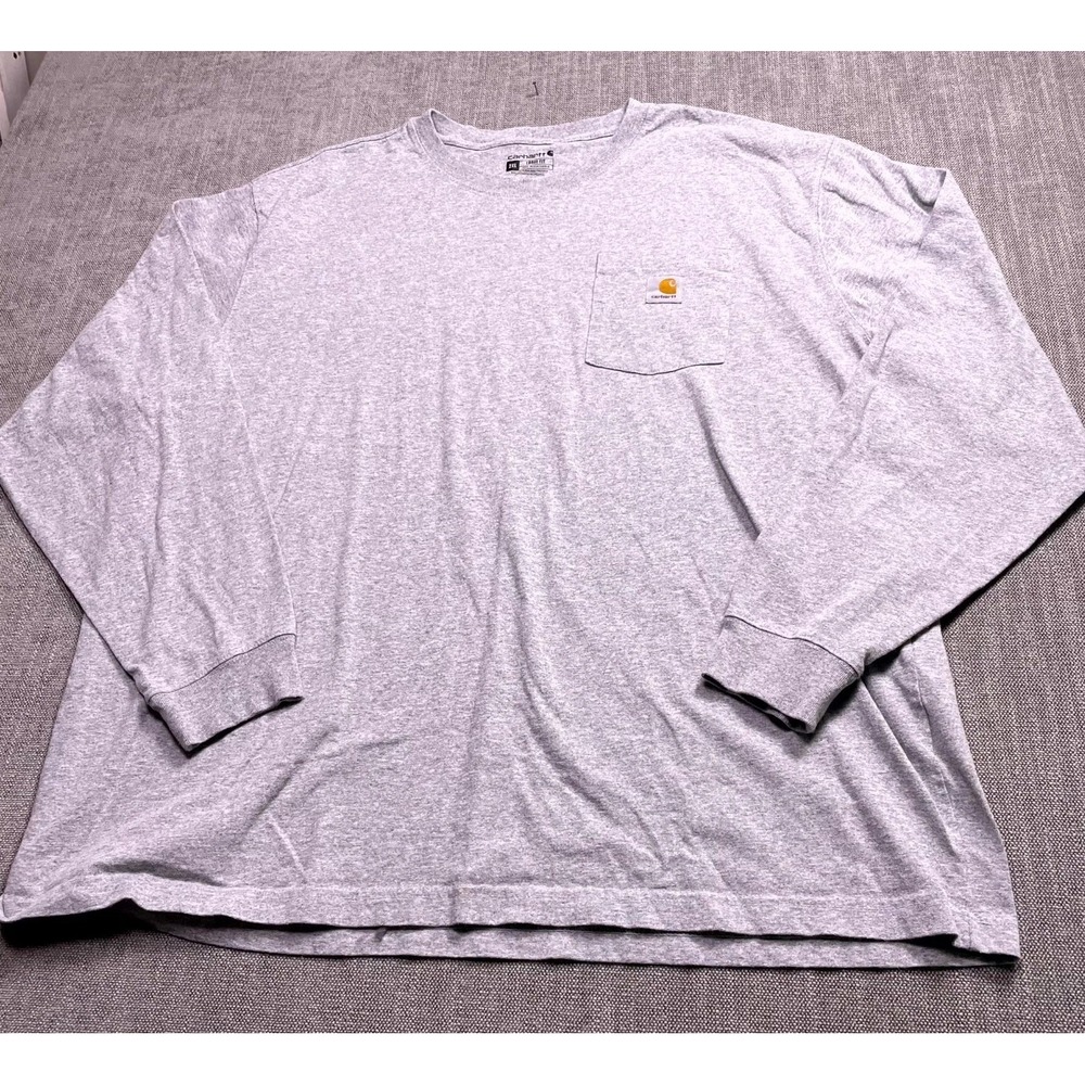Carhartt Dearborn Shirt Mens 2XL Heather Gray Long Sleeve Loose Fit Workwear